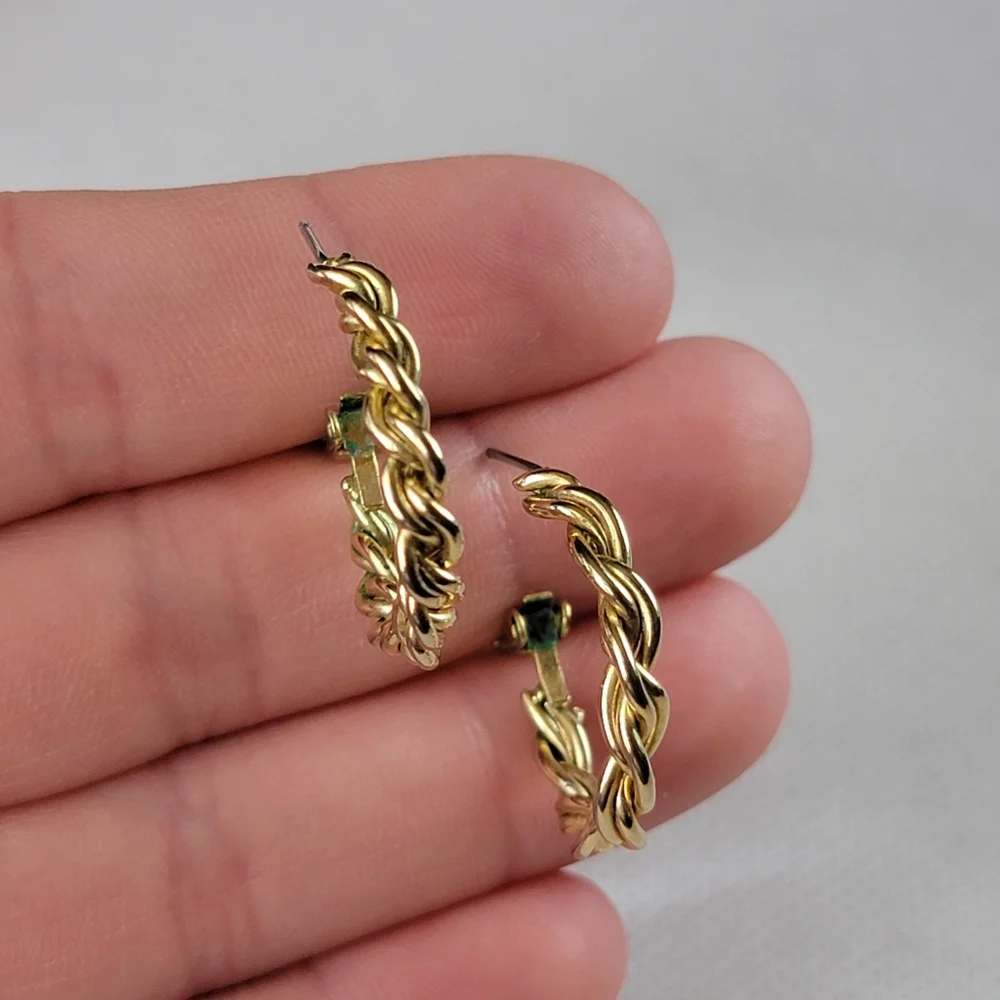 Twisted Gold Hoops Earrings